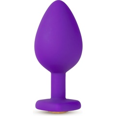  Фиолетовая анальная пробка Bling Plug Medium с золотистым стразом 8,3 см 