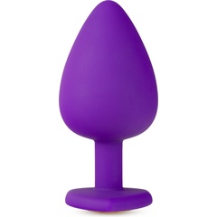  Фиолетовая анальная пробка Bling Plug Large с золотистым стразом 9,5 см 