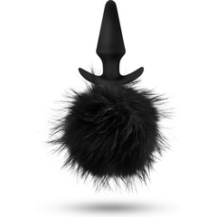  Силиконовая анальная пробка с чёрным заячьим хвостом Bunny Tail Pom Plug 12,7 см 