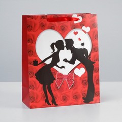  Подарочный пакет Романтичная парочка 32 х 26 см 