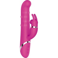  Розовый вибратор-кролик NAGHI NO.41 RECHARGEABLE DUO VIBRATOR 24 см 