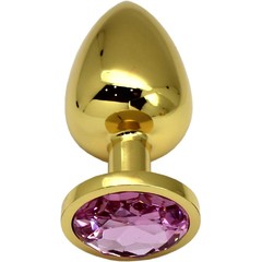  Золотистая пробка с розовым кристаллом 9 см 