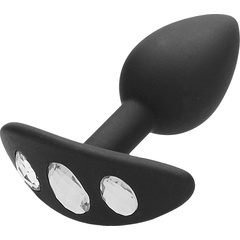  Черная анальная пробка Diamond Butt Plug With Handle 7,7 см 