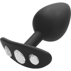  Черная анальная пробка Diamond Butt Plug With Handle 8,6 см 