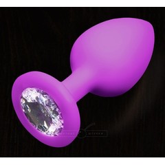  Фиолетовая силиконовая пробка с прозрачным кристаллом 7,5 см 