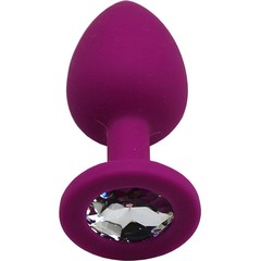  Пурпурная анальная пробка с фиолетовым кристаллом 7,4 см 