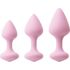  Набор из 3 нежно-розовых анальных пробок Triple Kiss Trainer Kit 