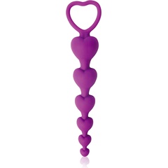  Фиолетовая анальная цепочка с сердечками 14,5 см 