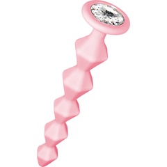  Розовая анальная цепочка с кристаллом Buddy 17,7 см 