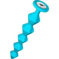  Бирюзовая анальная цепочка с кристаллом Chummy 16 см 