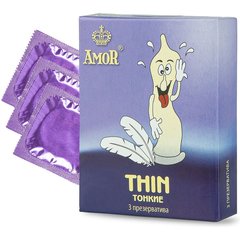 Супертонкие презервативы AMOR Thin Яркая линия 3 шт 