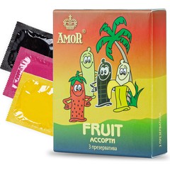 Ароматизированные презервативы AMOR Fruit Яркая линия 3 шт 