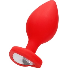  Красная анальная пробка с прозрачным стразом Extra Large Diamond Heart Butt Plug 9,5 см 