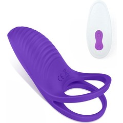  Фиолетовое эрекционное виброкольцо на пенис с пультом 