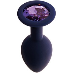  Черничная анальная пробка с фиолетовым кристаллом Gamma L 9,4 см 