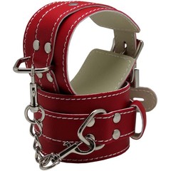  Красные регулируемые наручники с фиксацией на карабинах 