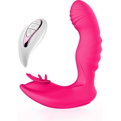  Ярко-розовый вибратор Mermaid с пультом ДУ 