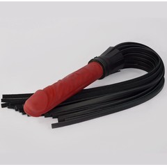 Черная плеть с красной ручкой-фаллоимитатором 65 см 