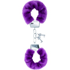  Металлические наручники с мягкой фиолетовой опушкой 