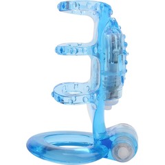  Голубая насадка-клетка с вибрацией Dual Vibrating Cock Cage 8 см 