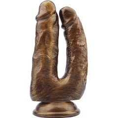  Золотистый анально-вагинальный фаллоимитатор Dick Cumming 18 см 