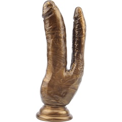  Золотистый анально-вагинальный фаллоимитатор Ivana Havesex 19,5 см 