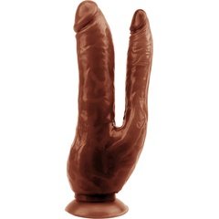  Коричневый анально-вагинальный фаллоимитатор Dark Magic Dual Penis 19,5 см 