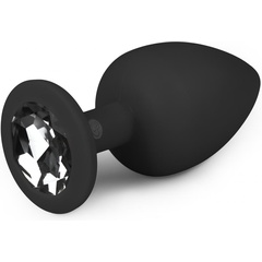  Черная анальная пробка с кристаллом Diamond Plug Large 10 см 