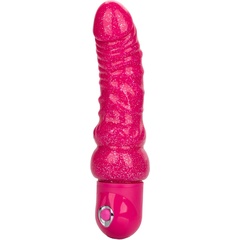 Розовый вибратор-реалистик с блестками Naughty Bits Lady Boner Bendable Personal Vibrator 20 см 