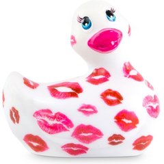  Белый вибратор-уточка I Rub My Duckie 2.0 Romance с розовым принтом 