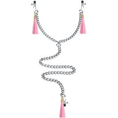  Зажимы на соски и половые губы с розовыми кисточками Nipple Clit Tassel Clamp With Chain 