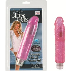  Реалистичный розовый вибратор Glitter Gels Vibrating Dong 18 см 
