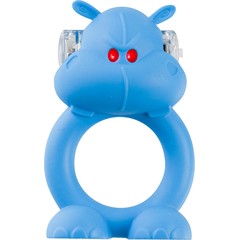  Голубое виброкольцо на пенис Happy Hippo 