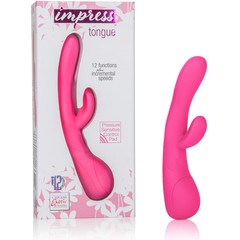  Розовый вибромассажер Impress Tongue со стимуляцией клитора 18 см 