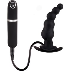  Чёрная загнутая вибровтулка Dash Butt Plug With Mini Controller I 9 см 