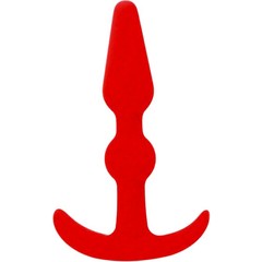  Красная анальная втулка T-SHAPE SILICONE BUTT PLUG RED 9,9 см 