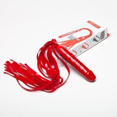  Красная резиновая плеть с ручкой-фаллосом 55 см 