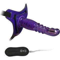  Фиолетовый страпон с вибрацией 10Mode Vibrations Harness-G spot Dong 18,7 см 