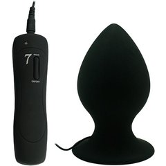  Черный виброплаг с выносным пультом Anal Plug XL 11,4 см 