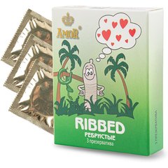  Ребристые презервативы AMOR Ribbed Яркая линия 3 шт 