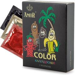  Цветные ароматизированные презервативы AMOR Color Яркая линия 3 шт 