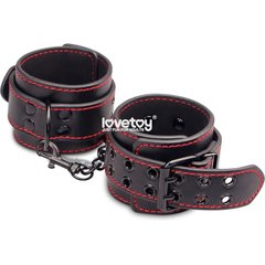  Черные наручники Bondage Fetish Pleasure Handcuffs с контрастной строчкой 