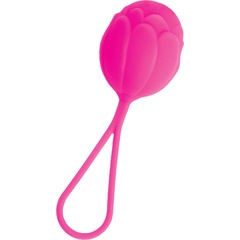  Розовый рельефный вагинальный шарик со шнурком 