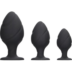  Набор из 3 черных анальных пробок Swirled Butt Plug Set 
