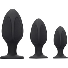  Набор из 3 черных анальных пробок Diamond Shape Butt Plug Set 