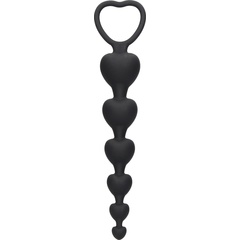  Черная анальная елочка Anal Heart Beads 18,5 см 