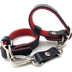  Черно-красные узкие кожаные наручники Provokator 