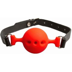  Красный силиконовый кляп-шарик с перфорацией 