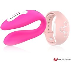  Розовый вибратор для пар с нежно-розовым пультом-часами Weatwatch Dual Pleasure Vibe 