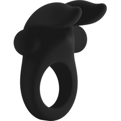  Черное эрекционное виброкольцо Bunny Silicone Cockring With Stimulating Ears 